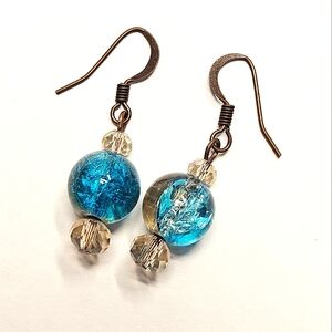Handmade Crackled Glass Beaded Earrings
